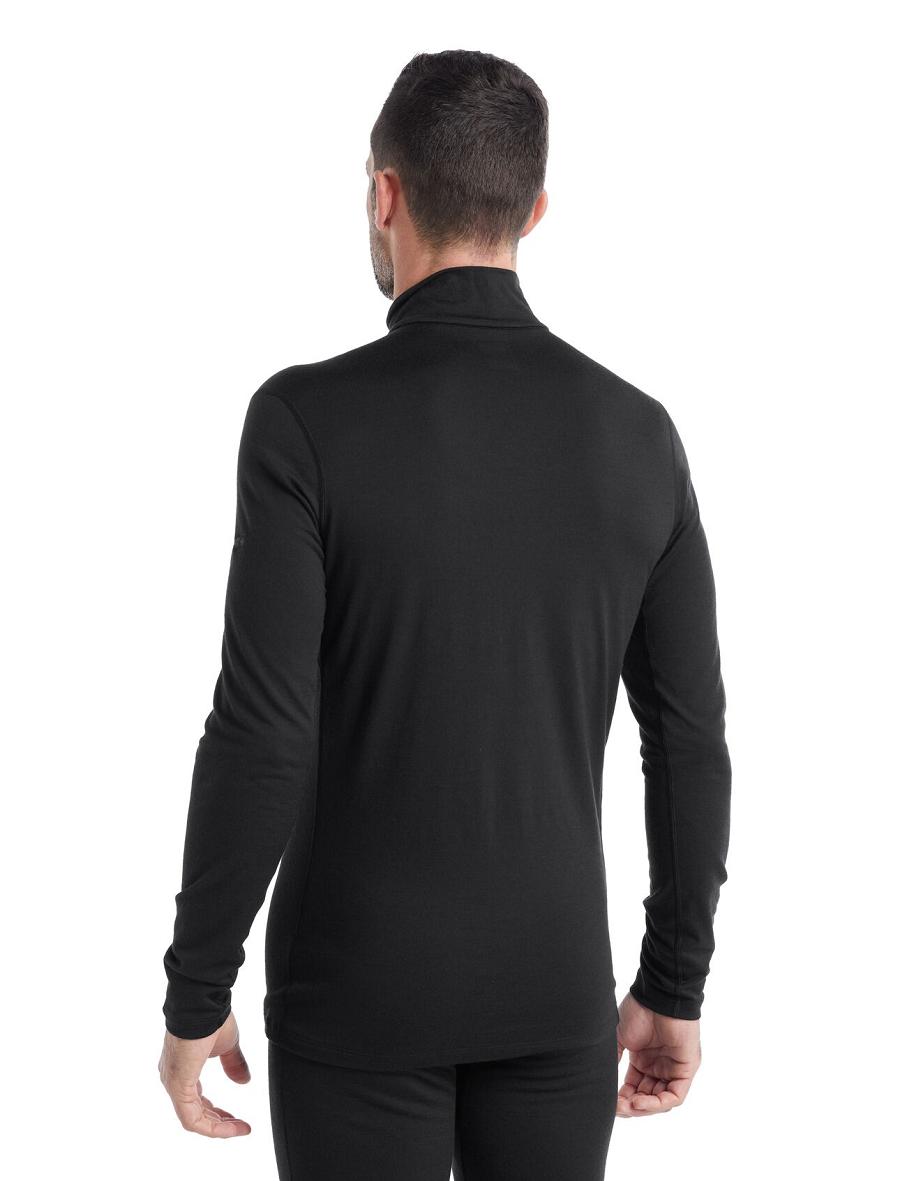 Black Icebreaker Merino 200 Oasis Long Sleeve Half Zip Thermal Top Men's Base Layers | AU 1361UZGT